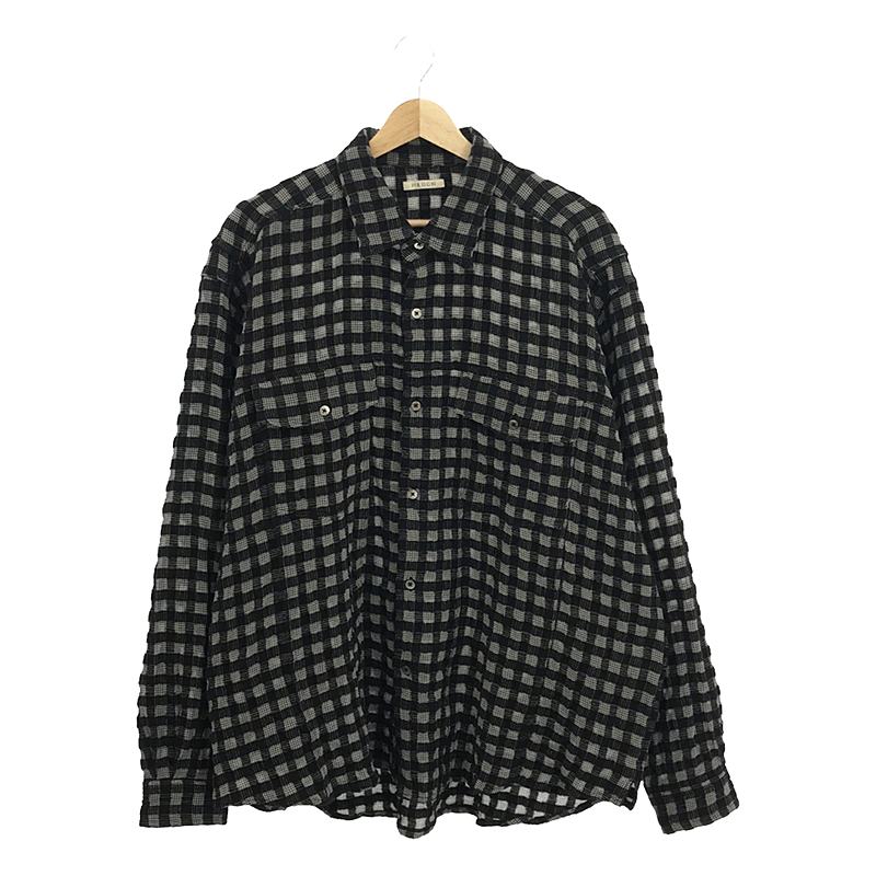 SHIRT 056 / Bobby Check ウール混シアサッカー チェックシャツ