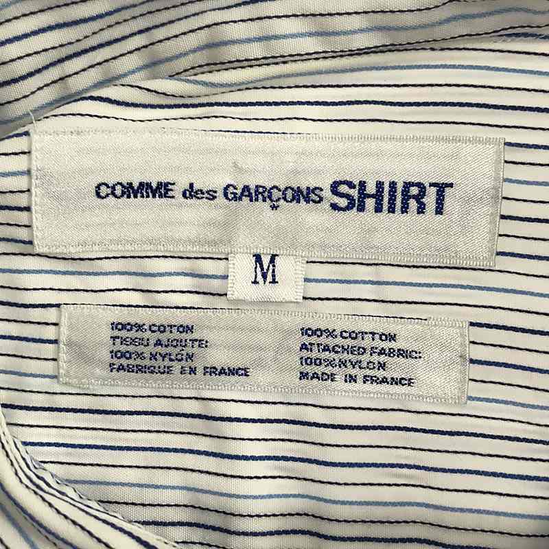 COMME des GARCONS SHIRT / コムデギャルソンシャツ ストライプ ステッチワーク 裏地フラワーパッチ シャツ