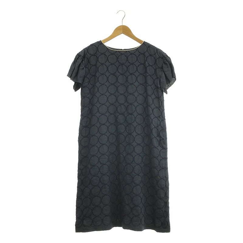 flower nest ウールリネン フロッキープリント ワンピース flower nest ウールリネン フロッキープリント ワンピース