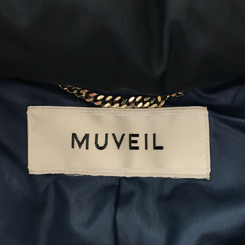 MUVEIL / ミュベール ビジュー刺繍 ノーカラー ファー ダウンコート