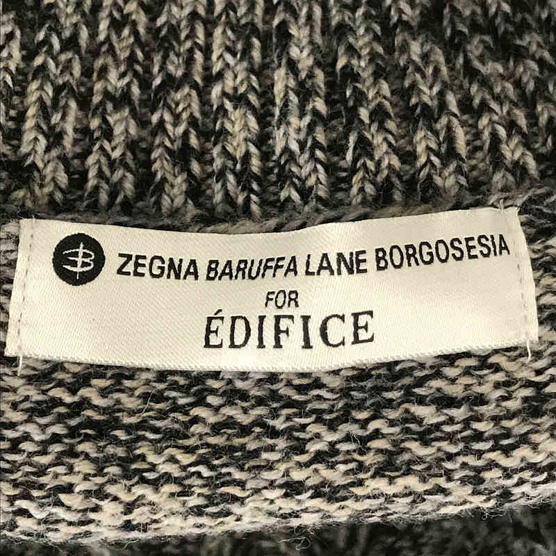 EDIFICE / エディフィス × ZEGNA BARUFFA 社 EXTRA FINEWOOL ゼニアバルファ ミドル 7ゲージ タートルネック ケーブルニット