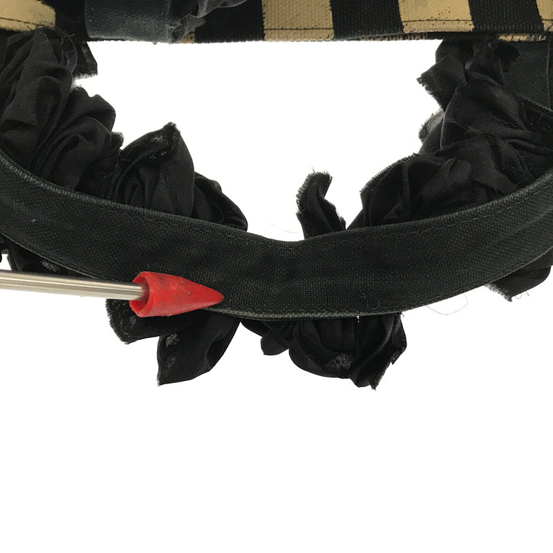 LUDLOW / ラドロー Grape handle tote フリル ストライプ キャンバス トートバッグ