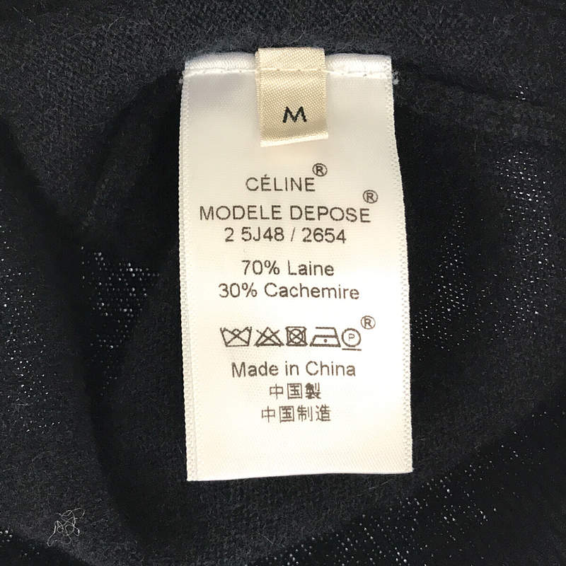 CELINE / セリーヌ ワンポイント刺繍ロゴ カシミヤ ブレンド ウール ニット カーディガン