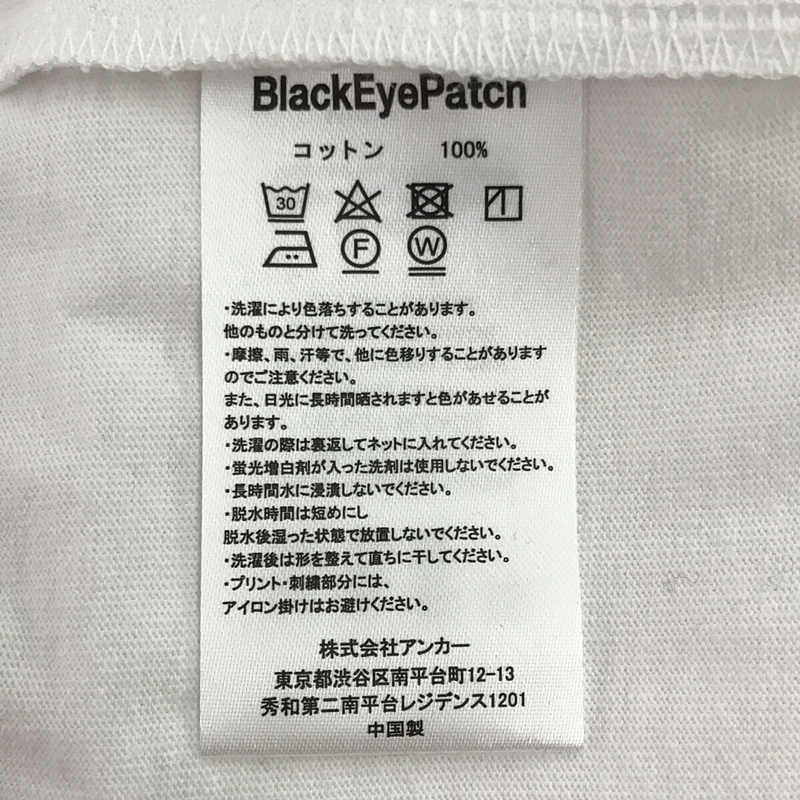 BlackEyePatch / ブラックアイパッチ LABEL CAUTION TEE WHITE プリントTシャツ 保存袋付き