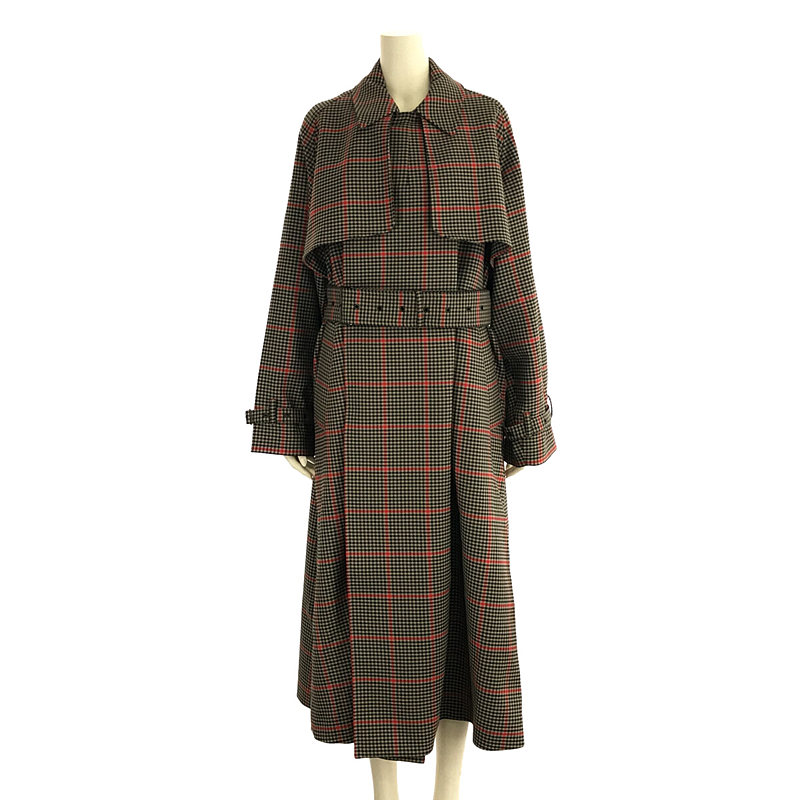 PLAID DOUBLE FACE TRENCH COAT ガンクラブチェック トレンチコート ベルト付き