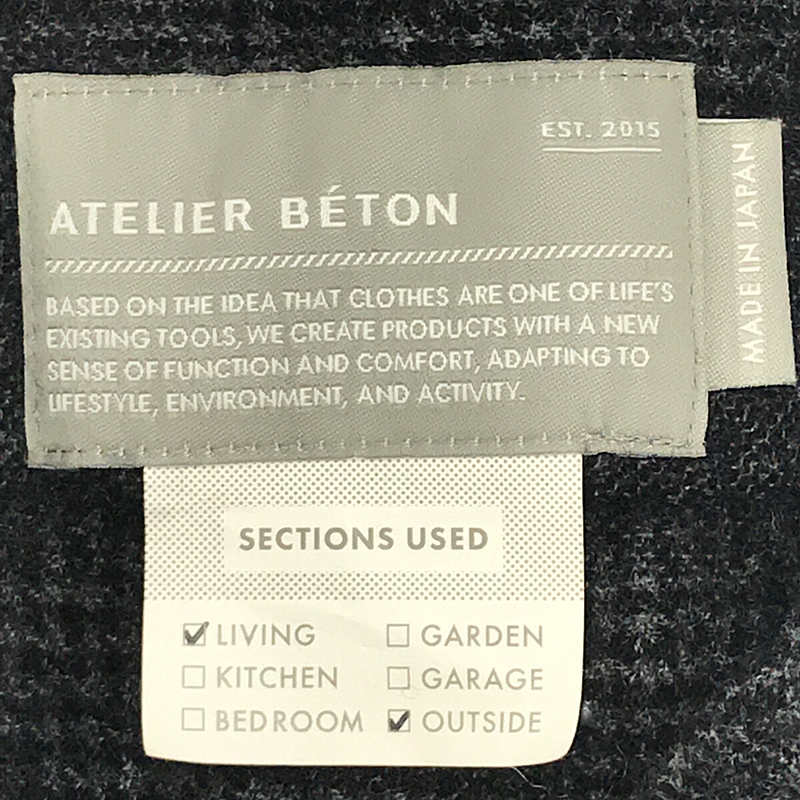 ATELIER BETON / アトリエベトン ATELIER BETON / アトリエベトン ベルト付き ウール チェック スリット ロング シャツ ガウン コート