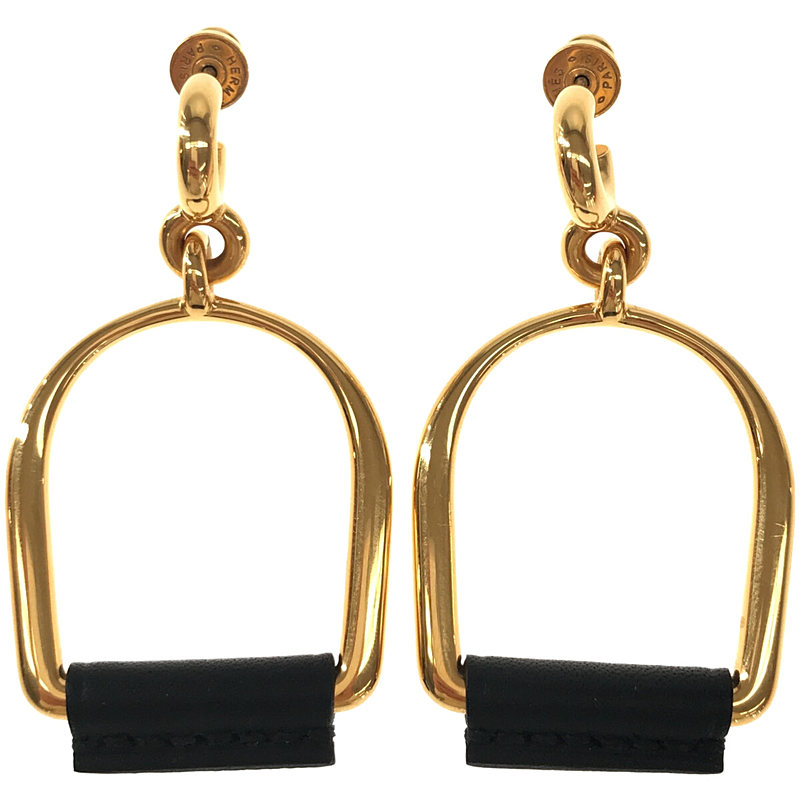 Heritage Equestre Etrier earrings フランス製  2ペア レザー切替 エリタージュ エスケトル エトリエ イヤリング ピアス 箱・保存袋有