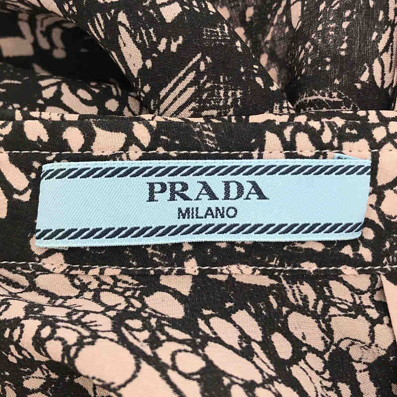 PRADA / プラダ シルク 100% レース プリント バックオープン プルオーバー ブラウス