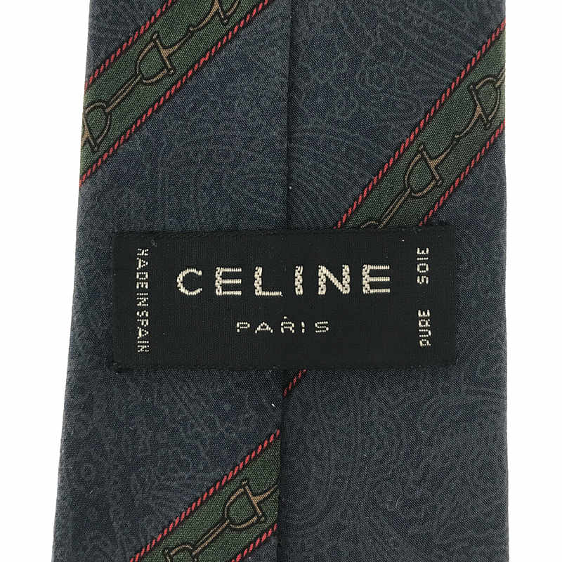 CELINE / セリーヌ シルク 100% ペイズリー レジメンタル ストライプ ネクタイ フォーマル