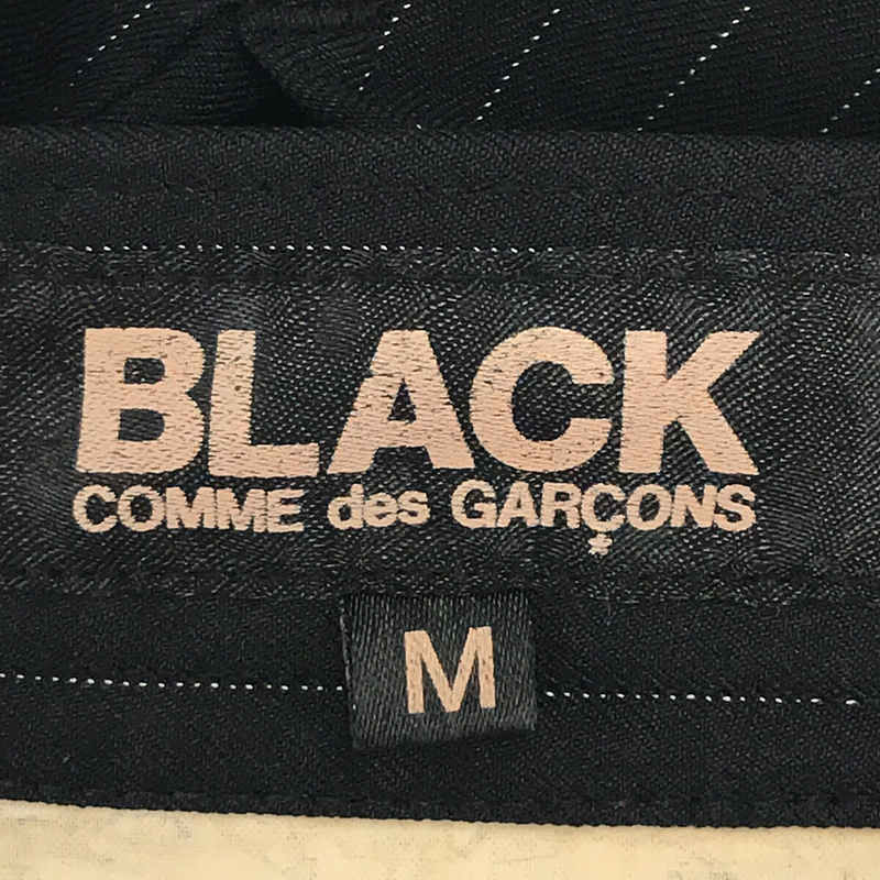 BLACK COMME des GARCONS / ブラックコムデギャルソン ポリエステル 縮絨 ストライプ クロップド スラックス パンツ