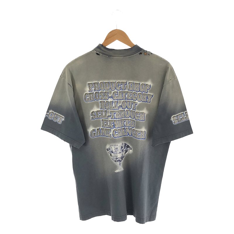 BALENCIAGA / バレンシアガ 764235 TQVE8 / ダメージ加工 両面プリント オーバー Tシャツ / ユニセックス