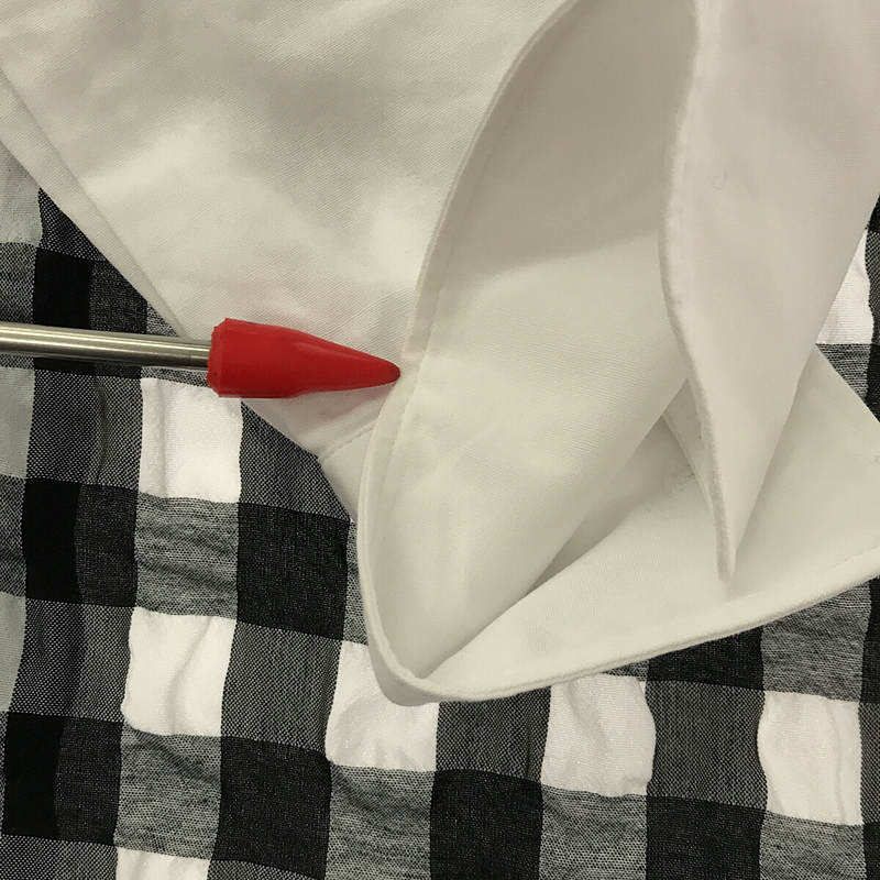 tricot COMME des GARCONS / トリココムデギャルソン シアサッカー チェック 丸襟 シャツ ブラウス