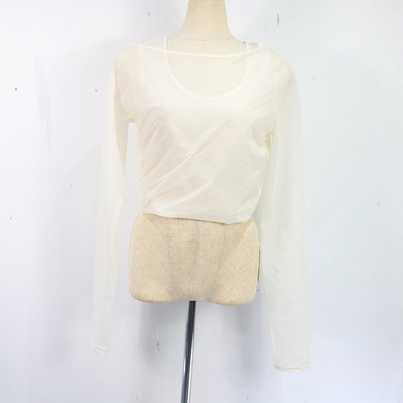 Stretch Taffeta LAYERED CROPPED TOP レイヤードトップス