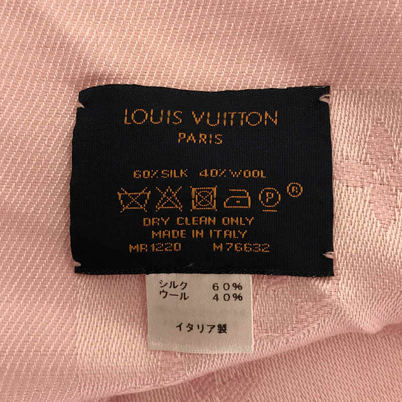 Louis Vuitton / ルイヴィトン イタリア製 シルク ウール モノグラム ジャガード 刺繍 フリンジ 大判 ストール