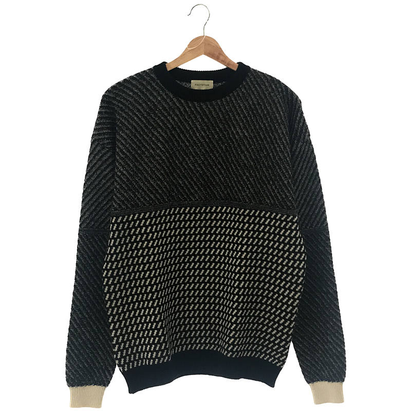 7G Alpaca Wool Allan Pattern Crew Knit アルパカ ウール アラン パターン ジャガード クルーネック ニット セーター