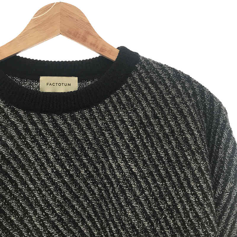 FACTOTUM / ファクトタム 7G Alpaca Wool Allan Pattern Crew Knit アルパカ ウール アラン パターン ジャガード クルーネック ニット セーター