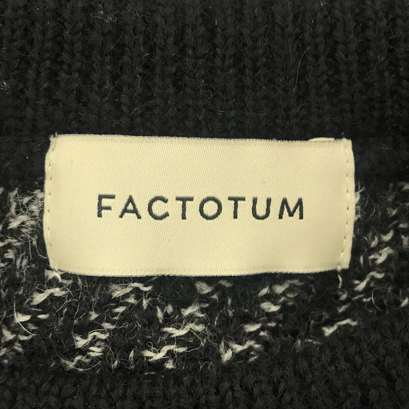 FACTOTUM / ファクトタム 7G Alpaca Wool Allan Pattern Crew Knit アルパカ ウール アラン パターン ジャガード クルーネック ニット セーター