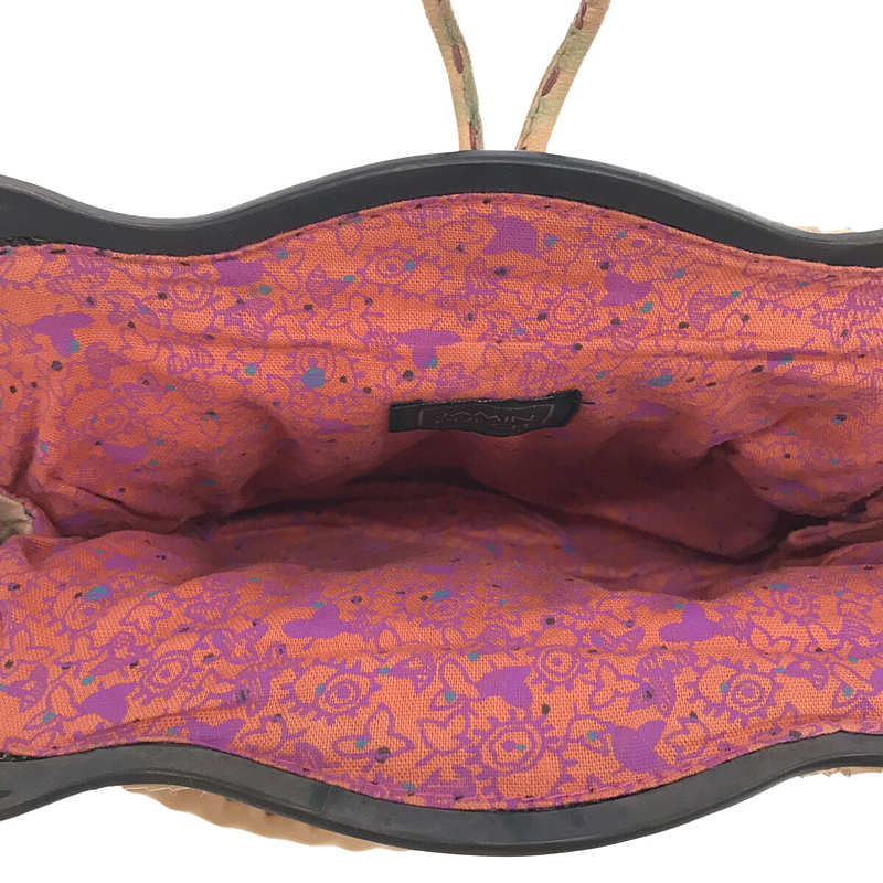 JAMIN PUECH / ジャマンピエッシュ ウッドビーズ 装飾 レザーパッチ トグルボタン チェーンハンドル ハンド バッグ