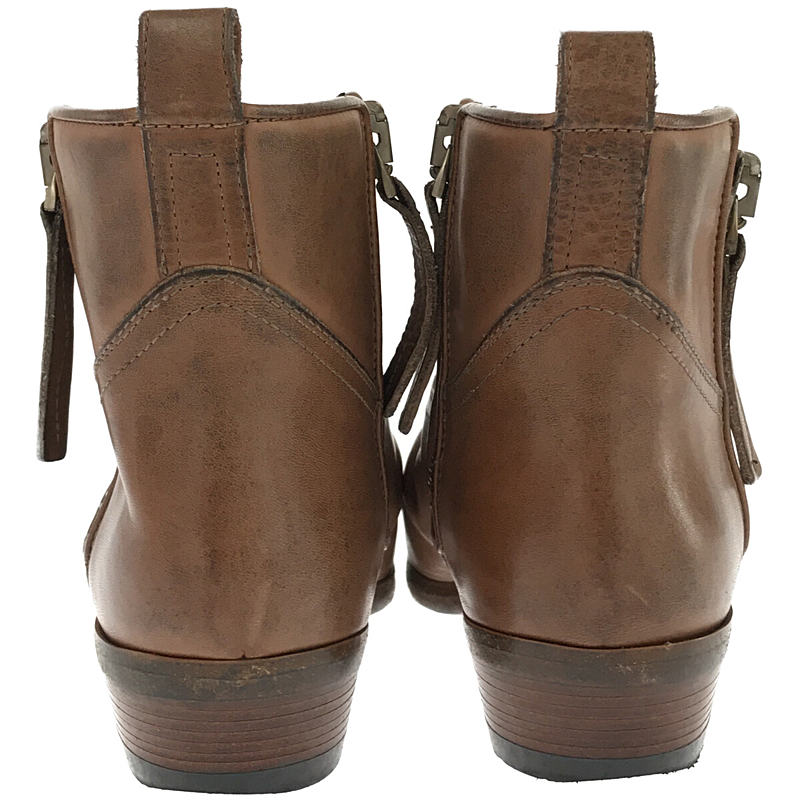 その他 イタリア製 レザー ダブル サイドジップ ウエスタン ショート ブーツ 箱・保存袋付き