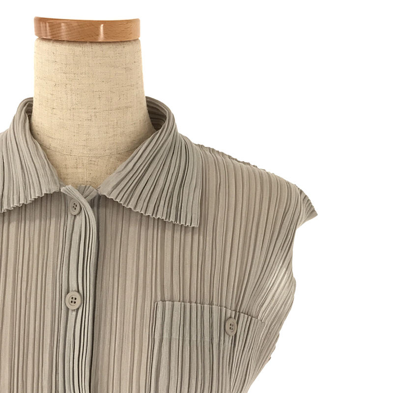 その他 プリーツ ノースリーブ ポケット シャツ ブラウス