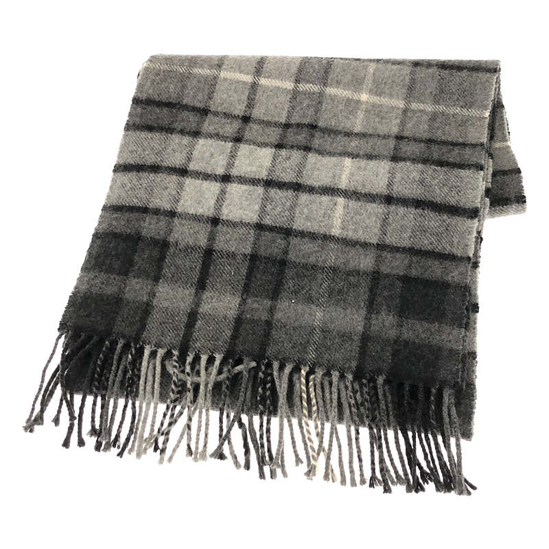 その他 スコットランド製 カシミヤ 100% 小判 タータンチェック フリンジ スカーフ マフラー