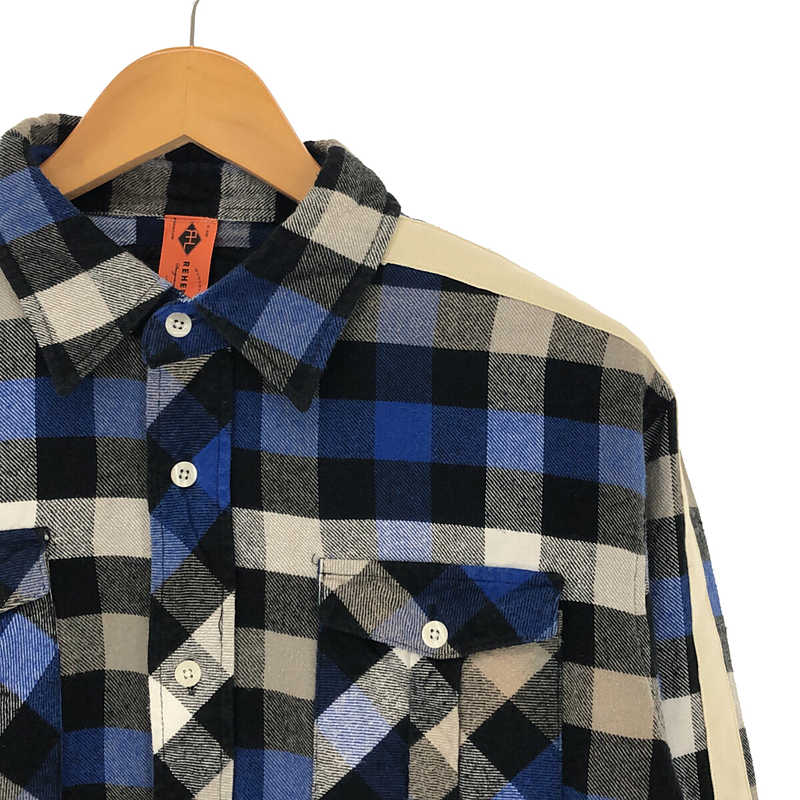 その他 ZOO YORK リメイク シルバー 刺繍 テープ切替 ショート チェック シャツ