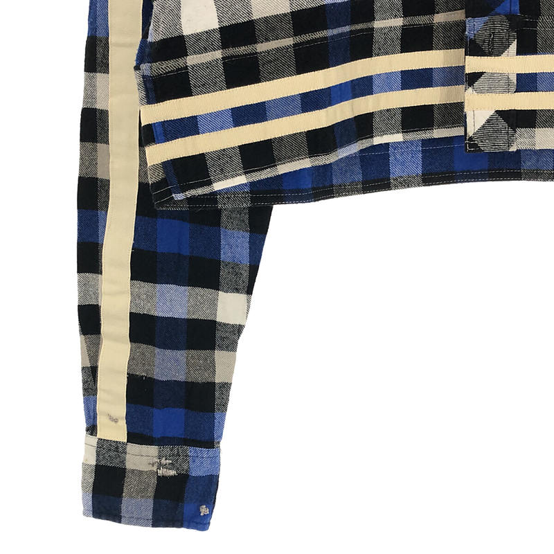 その他 ZOO YORK リメイク シルバー 刺繍 テープ切替 ショート チェック シャツ