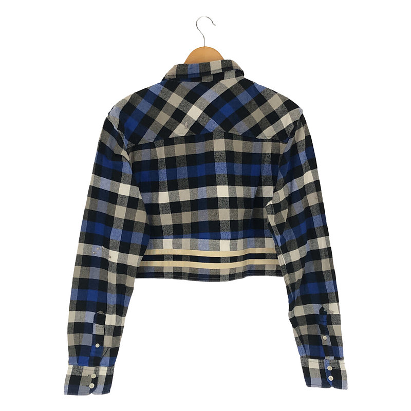 その他 ZOO YORK リメイク シルバー 刺繍 テープ切替 ショート チェック シャツ