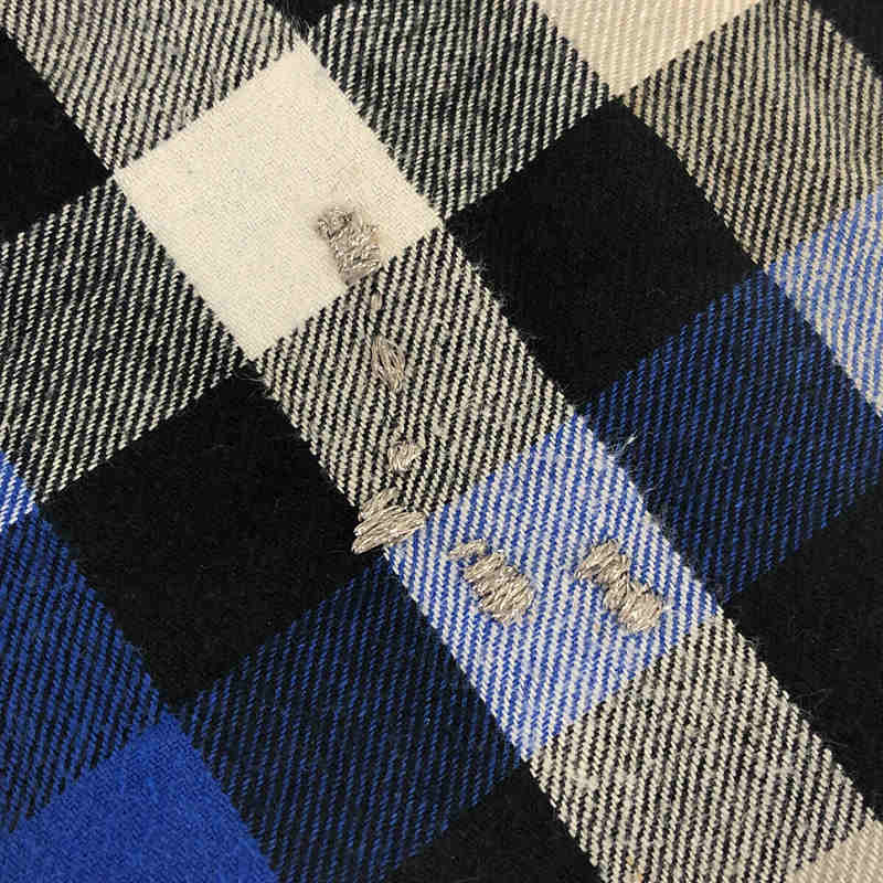 その他 ZOO YORK リメイク シルバー 刺繍 テープ切替 ショート チェック シャツ