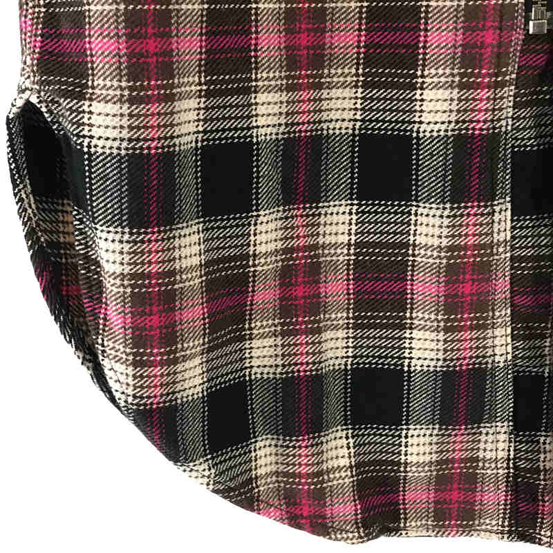 その他 チェック バック プリント フード ジップアップ シャツ ジャケット