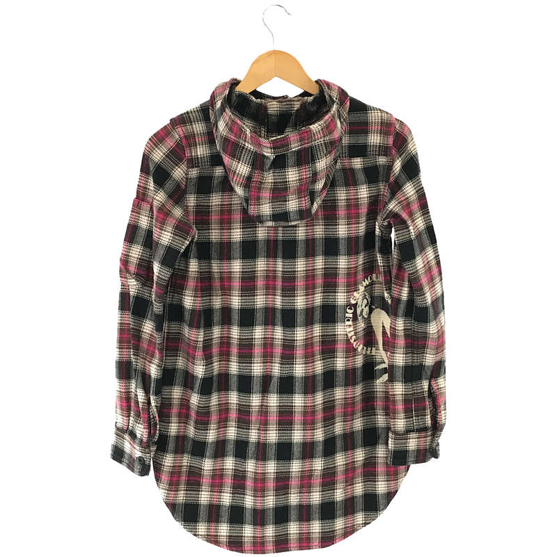 その他 チェック バック プリント フード ジップアップ シャツ ジャケット