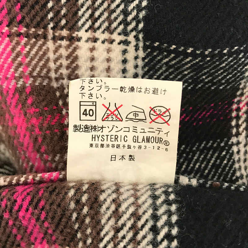 その他 チェック バック プリント フード ジップアップ シャツ ジャケット