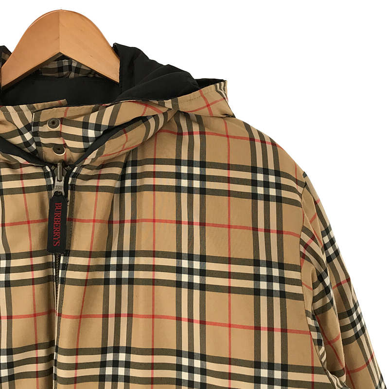 その他 90s リバーシブル ノバチェック ダウン ジャケット フーディ ドローコード付き