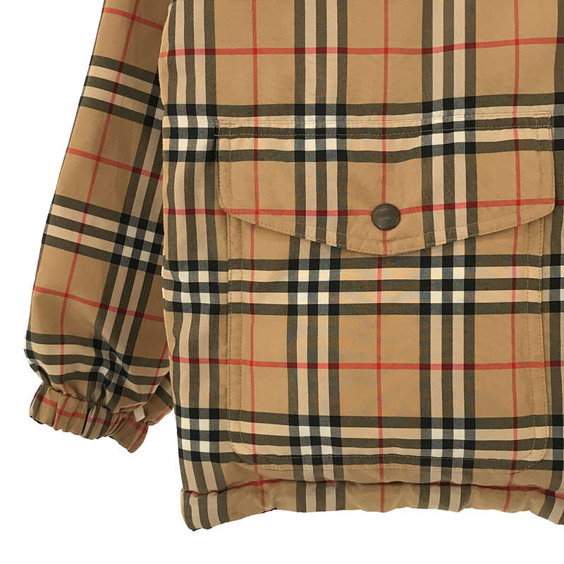 その他 90s リバーシブル ノバチェック ダウン ジャケット フーディ ドローコード付き