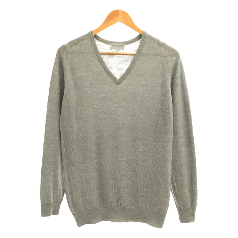 MERINO WOOL 24ゲージ サーマルワッフル Vネックニット メリノウール