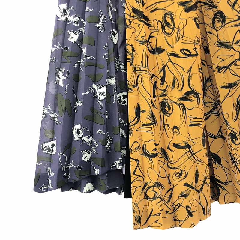 TOGA PULLA / トーガプルラ Print mix skirt プリント プリーツ スカート