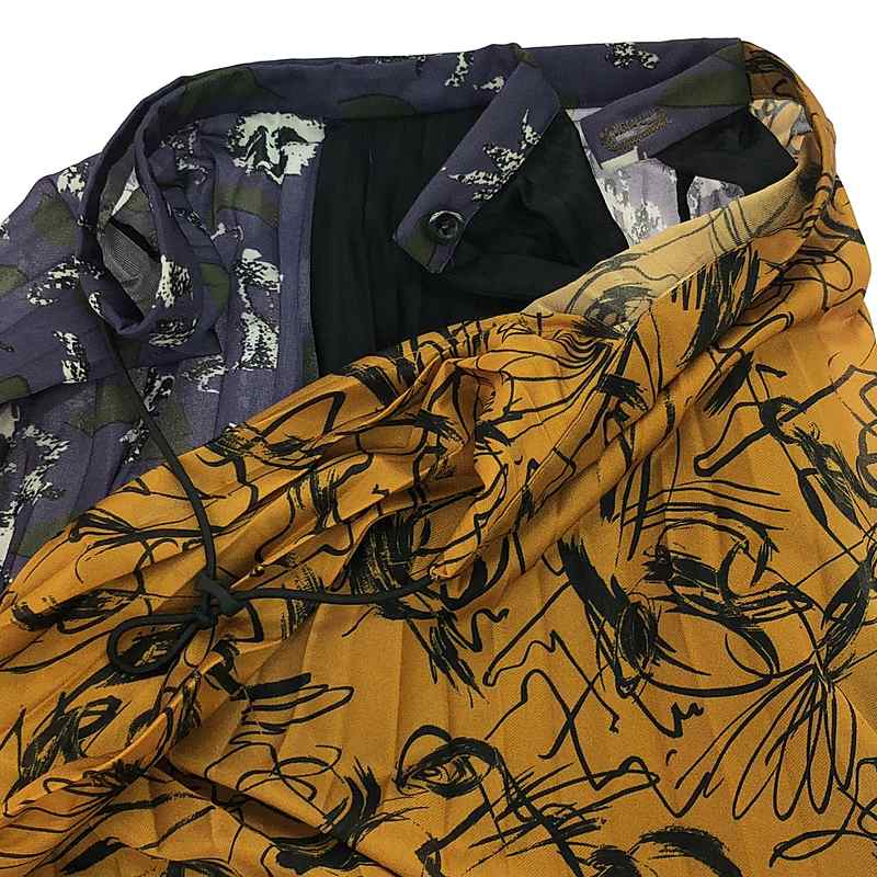 TOGA PULLA / トーガプルラ Print mix skirt プリント プリーツ スカート