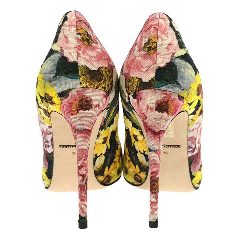 DOLCE＆GABBANA / ドルチェ＆ガッバーナドルガバ フラワー ジャガード ビジュー 装飾 ヒール パンプス