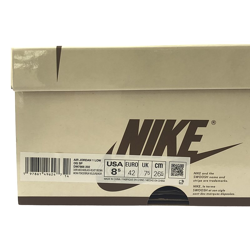 NIKE / ナイキ × Travis Scott / Jordan 1 Retro Low OG SP Velvet / DM7866-202 エアジョーダン ロー ベルベット スニーカー