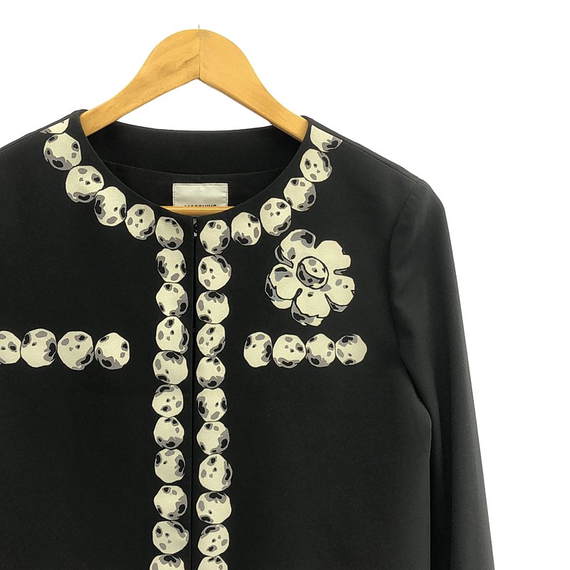 Moschino / モスキーノ 総柄 ノーカラー ジャケット / 総裏地