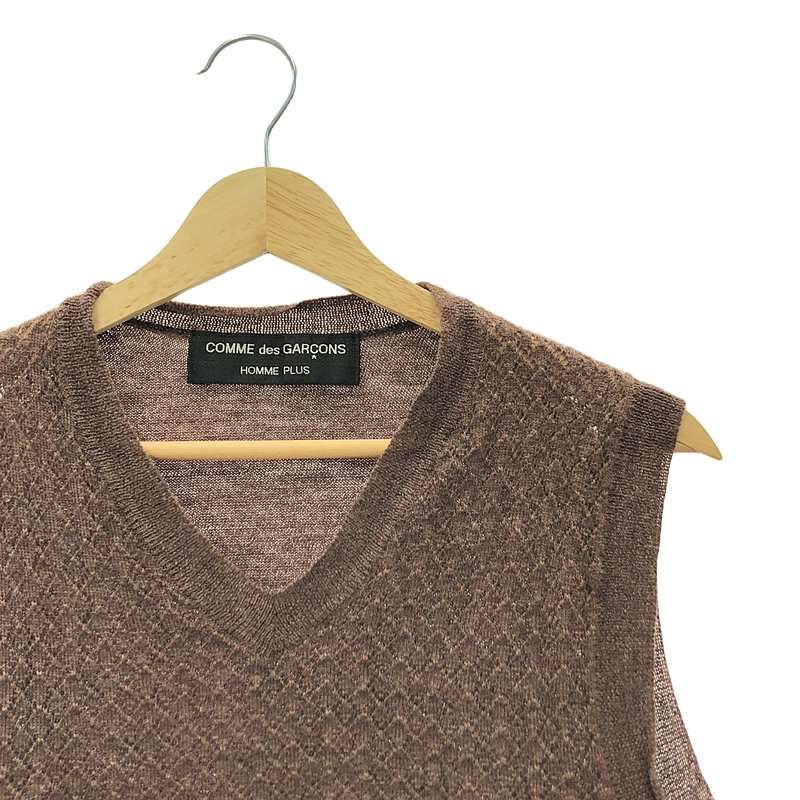 COMME des GARCONS HOMME PLUS / コムデギャルソンオムプリュス ダイヤ柄 Vネック ウールニット ベスト