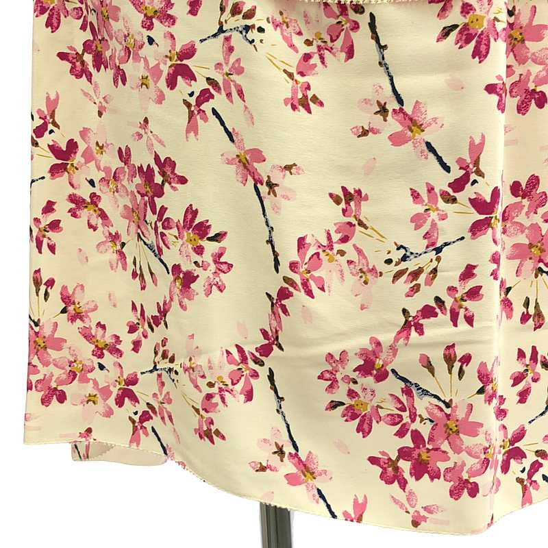 BALENCIAGA / バレンシアガ silk 100％ / シルク 総柄 ギャザー ベルテッド ドレス ワンピース