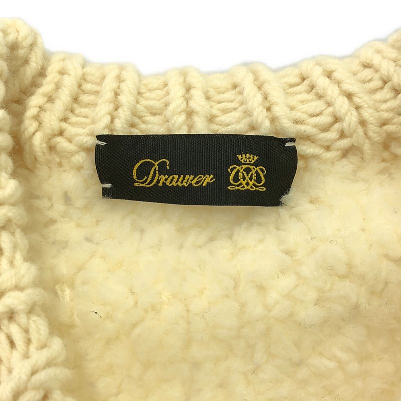 Drawer / ドゥロワー ボア リブニット エルボーパッチ  ロングコート