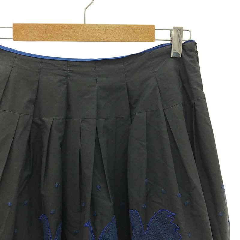 mina perhonen / ミナペルホネン swan コットンシルク エンブロイダリータックスカート