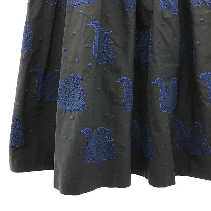 mina perhonen / ミナペルホネン swan コットンシルク エンブロイダリータックスカート