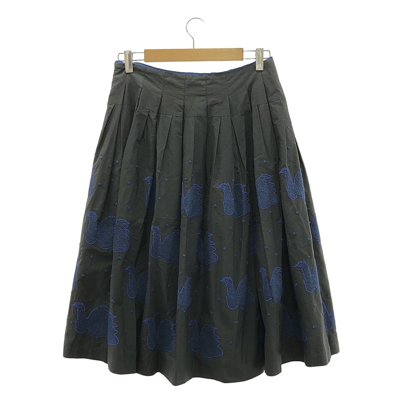 mina perhonen / ミナペルホネン swan コットンシルク エンブロイダリータックスカート