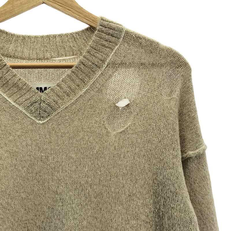 MM6 Maison Margiela / エムエムシックスメゾンマルジェラ Vネック エルボーパッチ ドロップショルダー ロング ニット