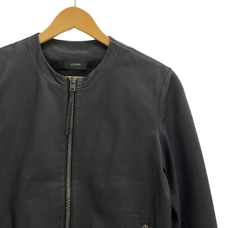 JOSEPH / ジョセフ 羊革 ラムレザー  ノーカラー ジャケット ブルゾン / 総裏地