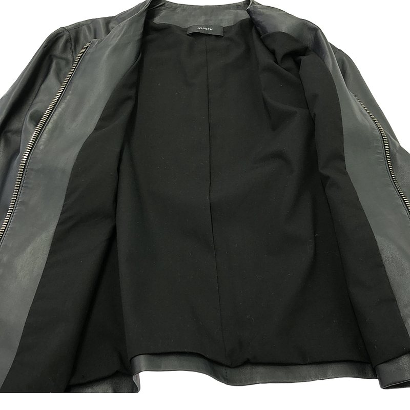 JOSEPH / ジョセフ 羊革 ラムレザー  ノーカラー ジャケット ブルゾン / 総裏地