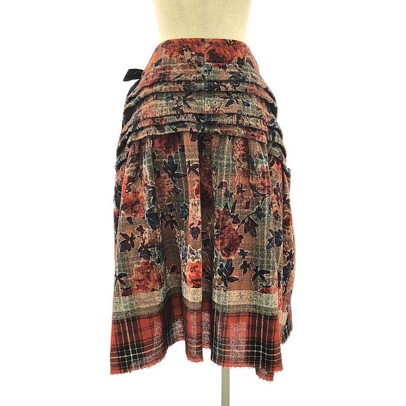 tricot COMME des GARCONS / トリココムデギャルソン フラワージャガード チェックドッキング フリルスカート